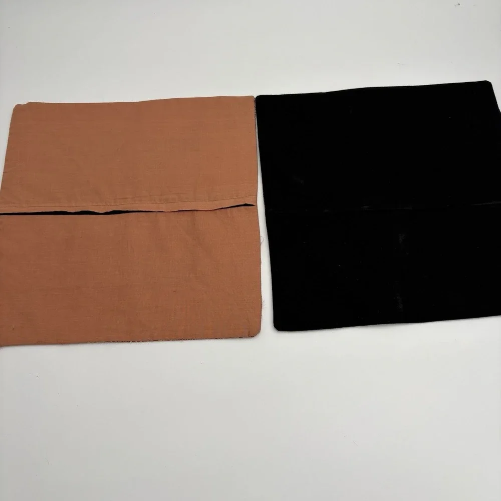 Handcrafted Silk/ Velvet Embroidered Pillow Covers 14x14 Pr Of 2 Black Red‎